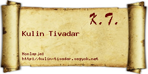 Kulin Tivadar névjegykártya
